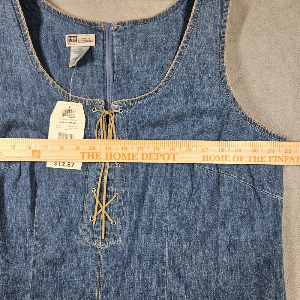 Vintage FADED GLORY Denim Dress Size 18W Lace Up 90s Y2K Western Country - Picture 7 of 8